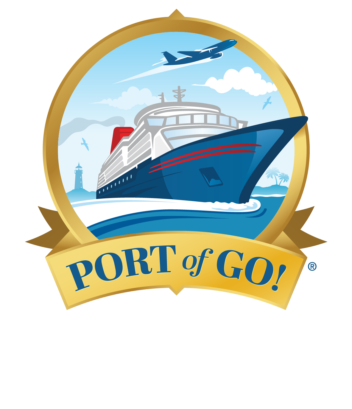 A cruise ship with the words port of go in it.